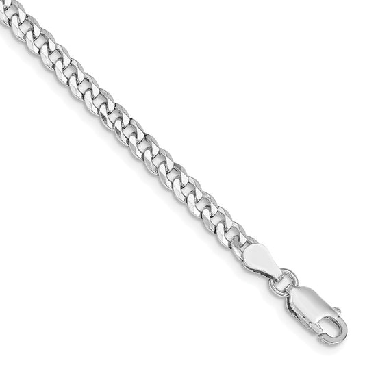 High-Quality Rhodium-Plated Sterling Silver 4mm Beveled Curb Chain - Stylish Value