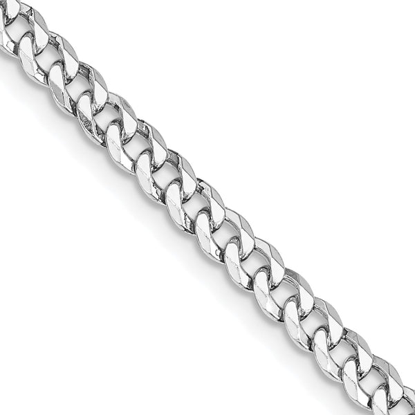 Rhodium-Plated Sterling Silver 4mm Beveled Curb Chain - Style GR1-1031630