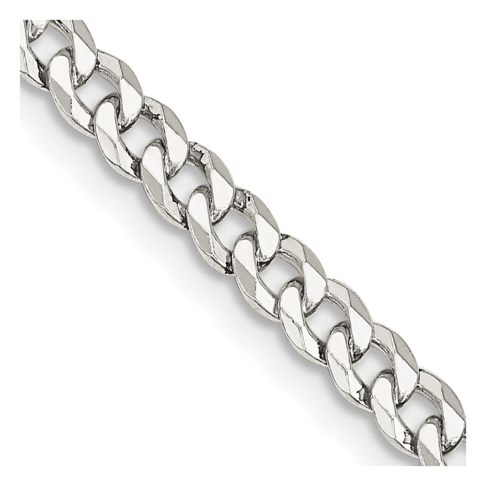 High-Quality 4mm Beveled Curb Chain in Sterling Silver - Stylish & Affordable!-1