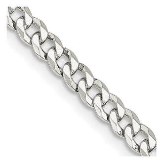 High-Quality 4mm Beveled Curb Chain in Sterling Silver - Stylish & Durable