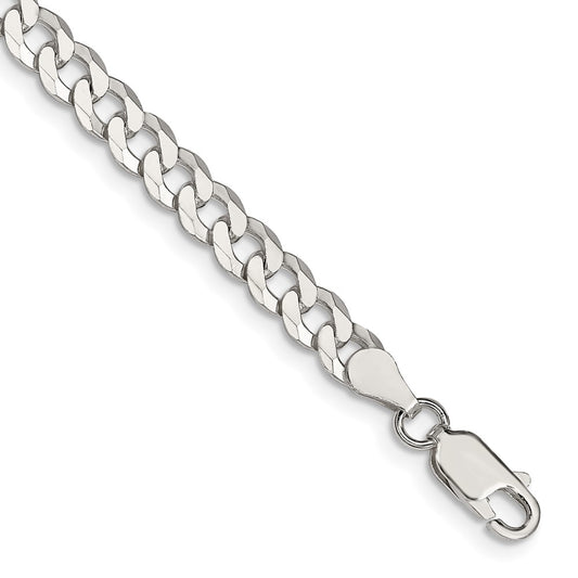 Exclusive 5mm Beveled Curb Chain in Sterling Silver - Stylish & Affordable!