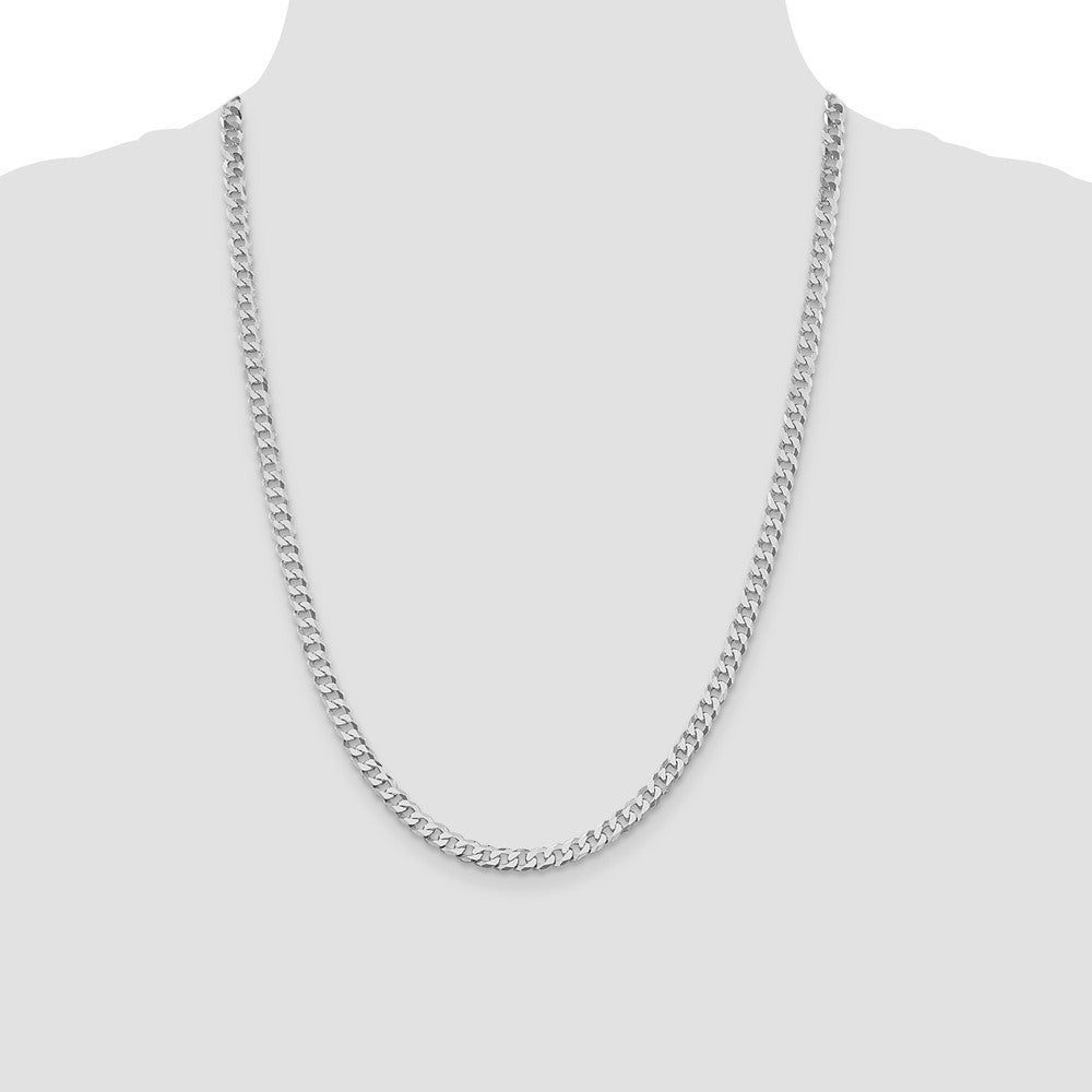 Exclusive 5mm Beveled Curb Chain - Rhodium-Plated Sterling Silver Luxury
