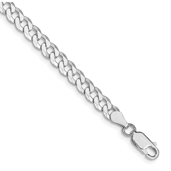 5mm Beveled Curb Chain, Rhodium-Plated Sterling Silver