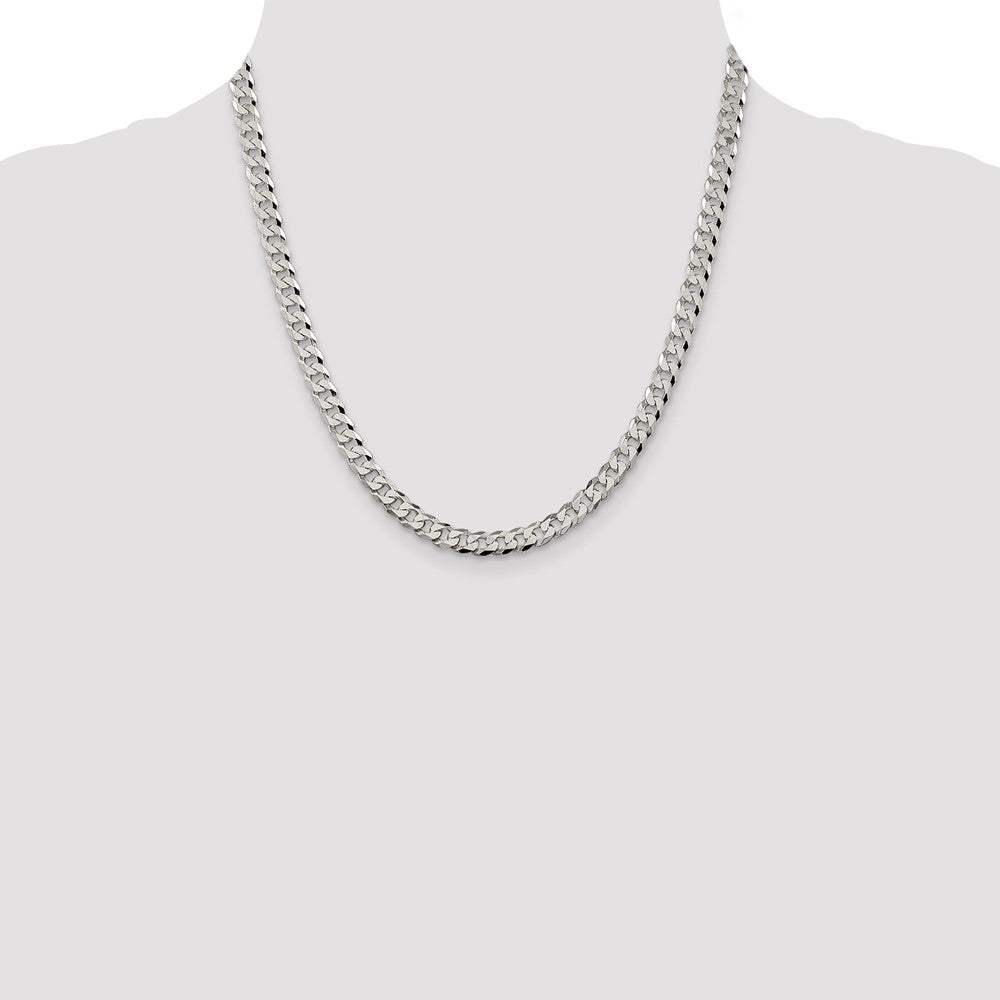Buy Stylish 6mm Beveled Curb Chain in Sterling Silver - Affordable Luxury!