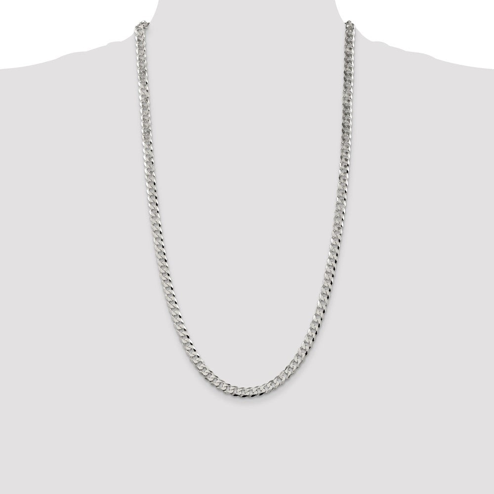 High-Quality 6mm Beveled Curb Chain in Sterling Silver - Stylish & Affordable