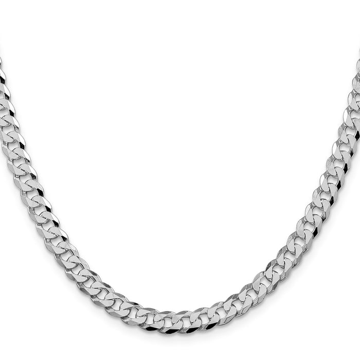 High-Quality Rhodium-Plated 6mm Beveled Curb Chain in Sterling Silver - Stylish Value!-2