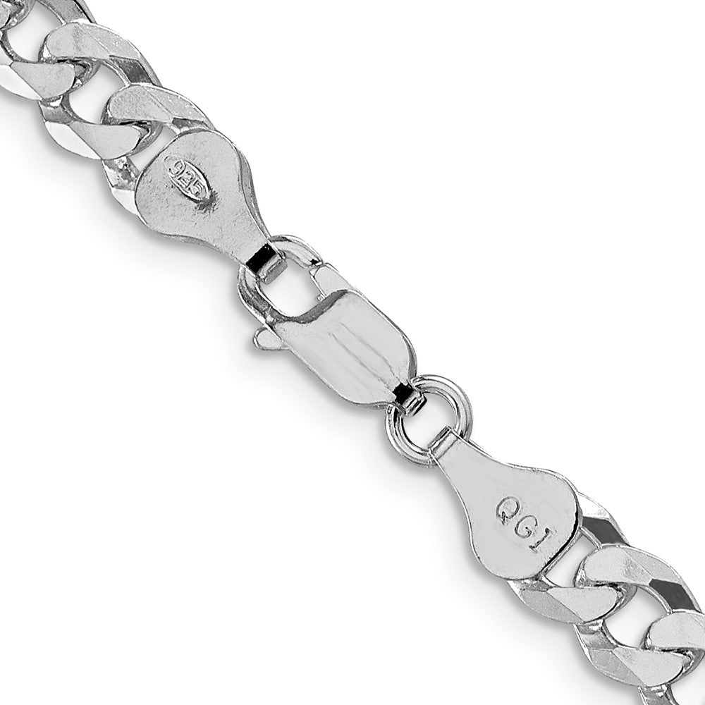 High-Quality Rhodium-Plated 6mm Beveled Curb Chain in Sterling Silver - Stylish Value!
