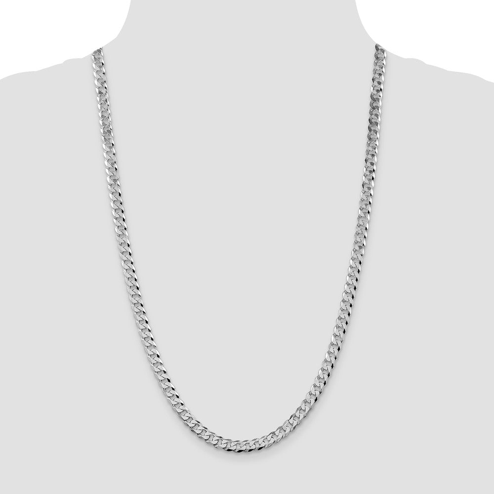 High-Quality Rhodium-Plated 6mm Beveled Curb Chain in Sterling Silver - Stylish Value!