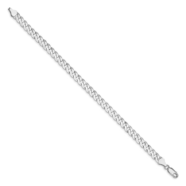 6mm Beveled Curb Chain - Rhodium-Plated Sterling Silver