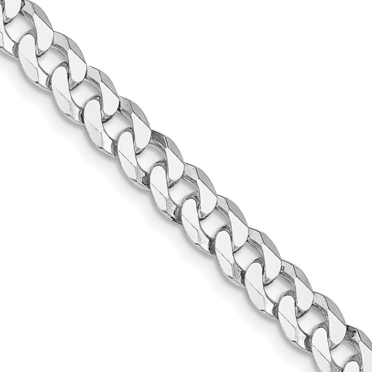 High-Quality Rhodium-Plated 6mm Beveled Curb Chain in Sterling Silver - Stylish Value!