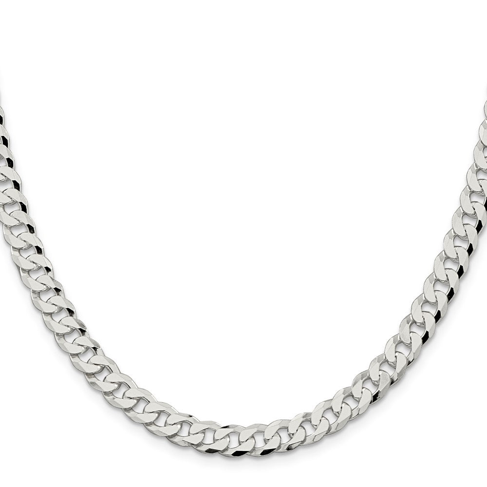 Exclusive 7mm Beveled Curb Chain in Sterling Silver - Stylish & Affordable!