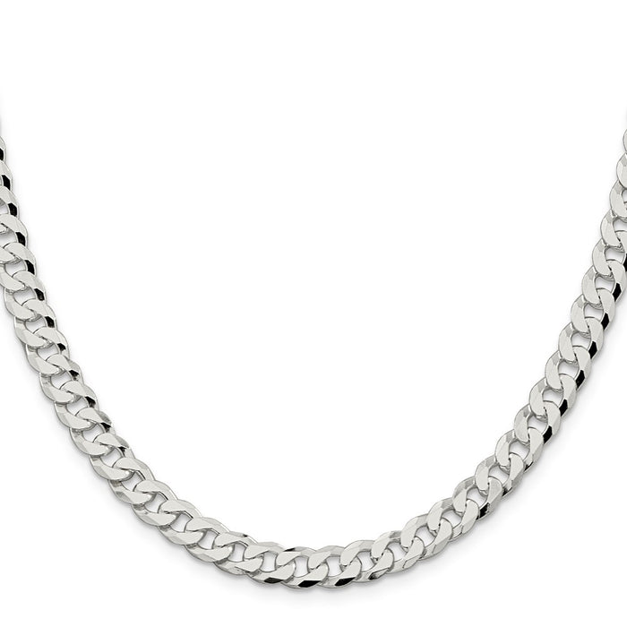 High-Quality 7mm Beveled Curb Chain in Sterling Silver - Stylish Value Accessory-2
