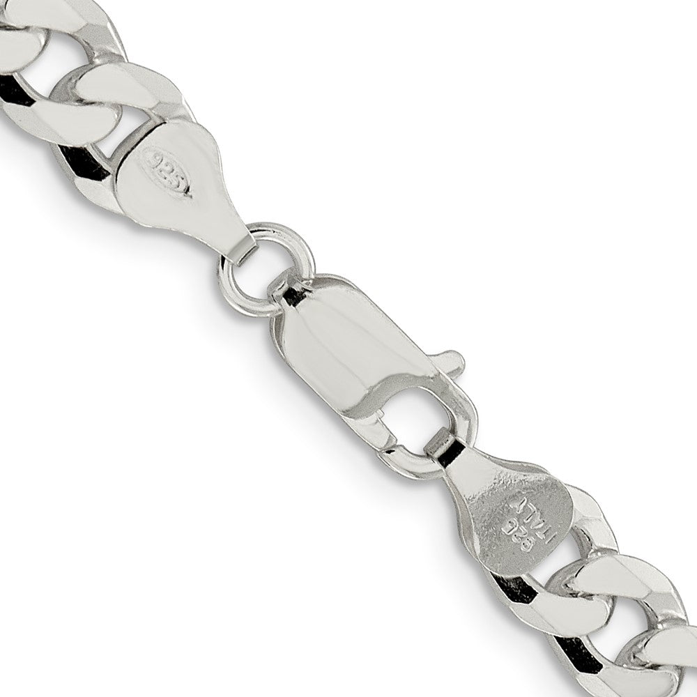 High-Quality 7mm Beveled Curb Chain in Sterling Silver - Stylish Value Accessory