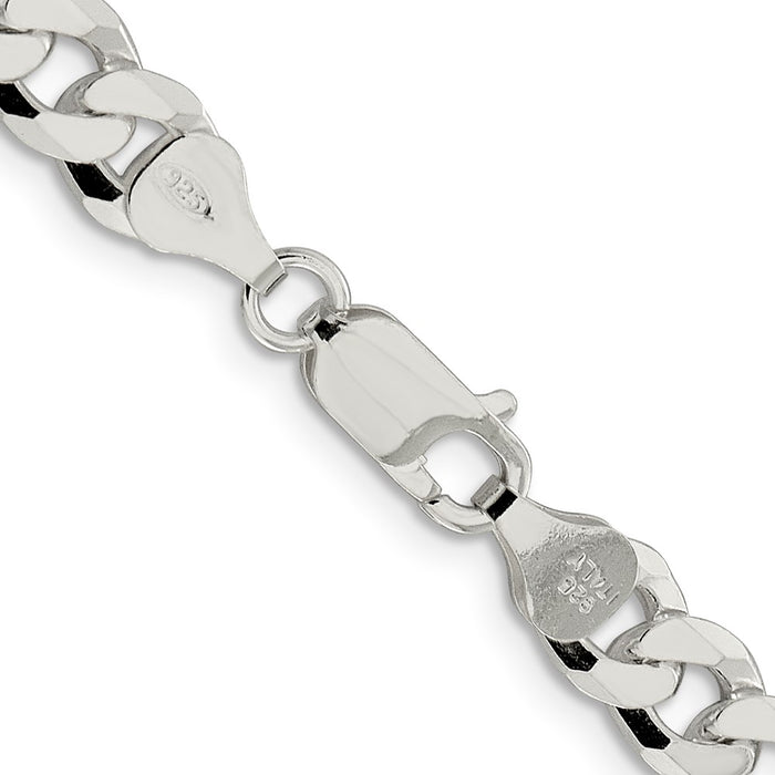 High-Quality 7mm Beveled Curb Chain in Sterling Silver - Stylish Value Accessory-3
