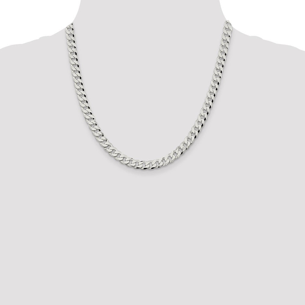 Buy 7mm Beveled Curb Chain in Sterling Silver - Stylish & Affordable Jewelry