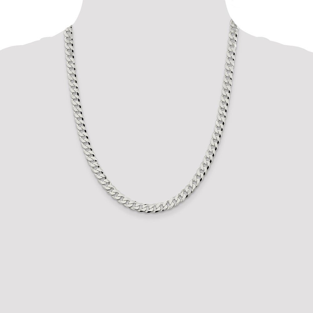 Exclusive 7mm Beveled Curb Chain in Sterling Silver - Stylish & Affordable!