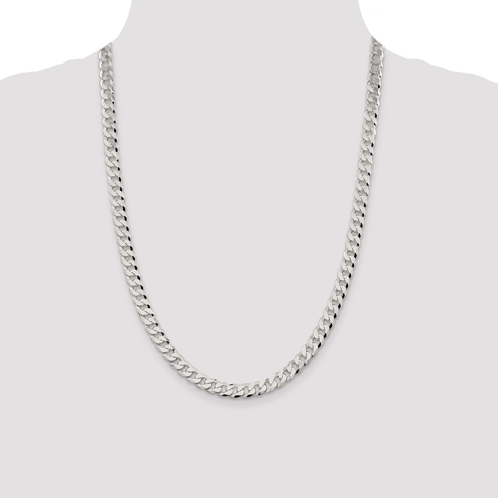 High-Quality 7mm Beveled Curb Chain in Sterling Silver - Stylish & Affordable!