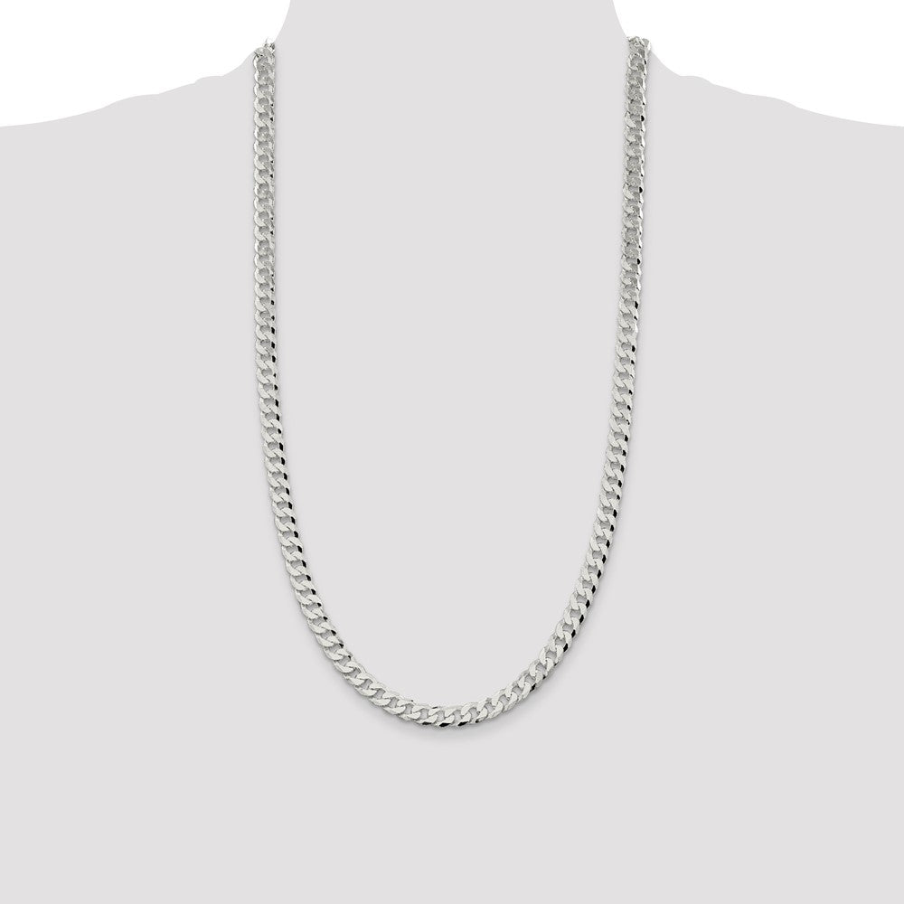 High-Quality 7mm Beveled Curb Chain in Sterling Silver - Stylish and Affordable