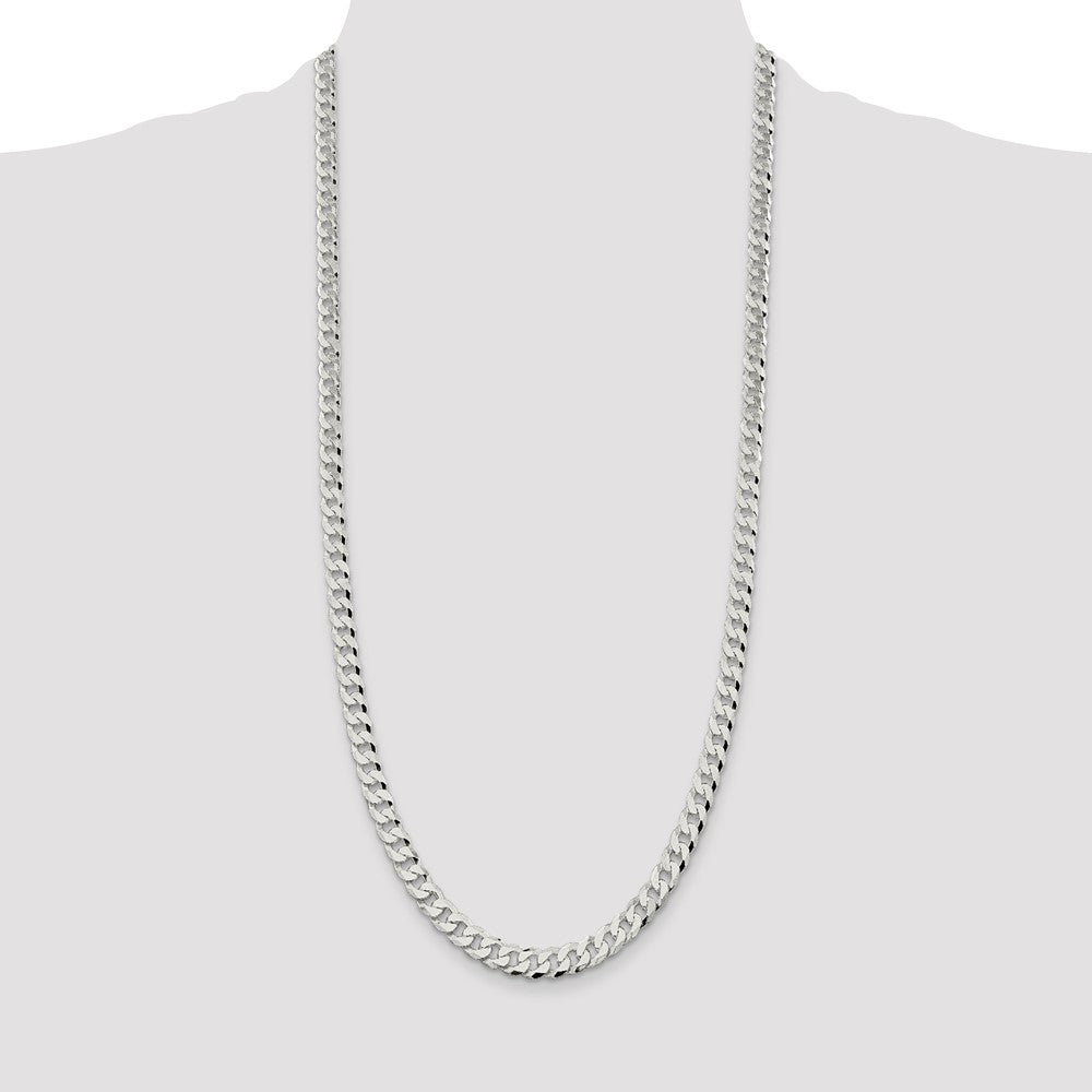 High-Quality 7mm Beveled Curb Chain in Sterling Silver - Stylish Value Accessory
