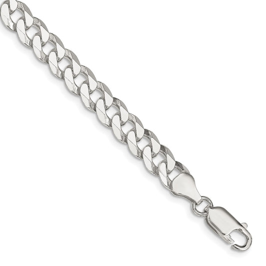 Buy 7mm Beveled Curb Chain in Sterling Silver - Stylish & Affordable Design