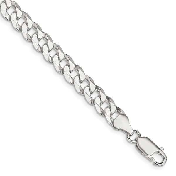 7mm Beveled Curb Chain in Sterling Silver - Style GR1-1029709