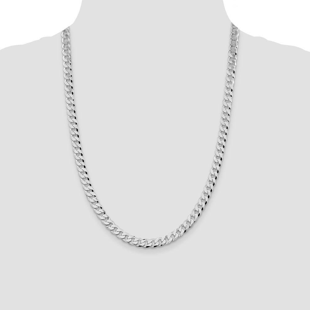 Buy Stylish Rhodium-Plated Sterling Silver 7mm Beveled Curb Chain - Value!