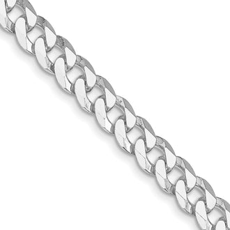 Buy Stylish Rhodium-Plated Sterling Silver 7mm Beveled Curb Chain - Affordable Luxury!