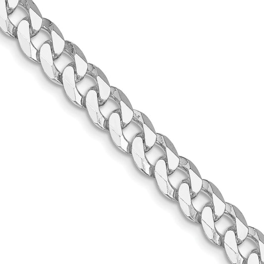 High-Quality Rhodium-Plated 7mm Beveled Curb Chain in Sterling Silver - Stylish Value