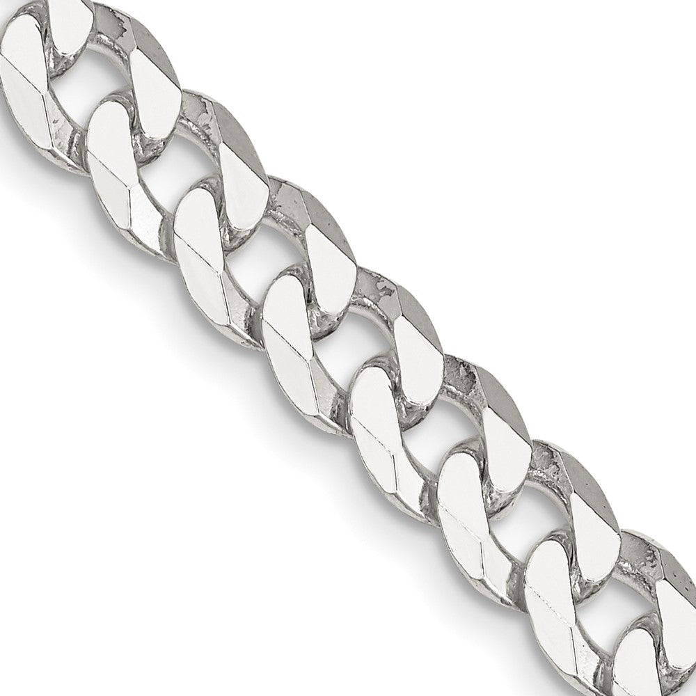 High-Quality 7mm Beveled Curb Chain in Sterling Silver - Stylish Value Accessory
