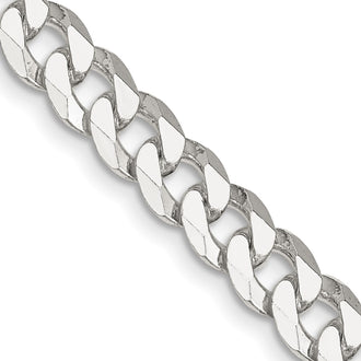 High-Quality 7mm Beveled Curb Chain in Sterling Silver - Stylish Value Accessory