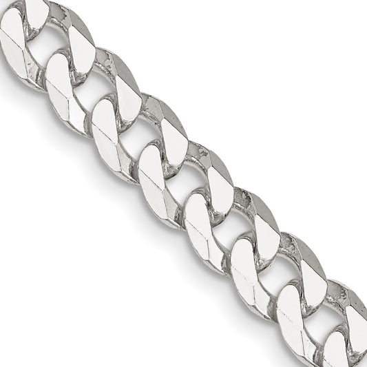 High-Quality 7mm Beveled Curb Chain in Sterling Silver - Stylish Value Accessory