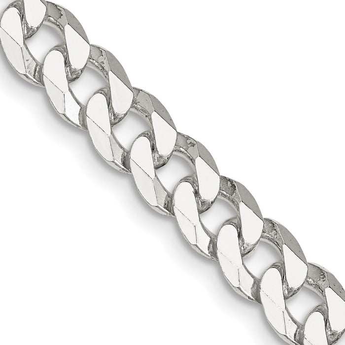 High-Quality 7mm Beveled Curb Chain in Sterling Silver - Stylish Value Accessory-1