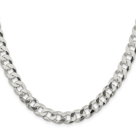 High-Quality 8.5mm Beveled Curb Chain in Sterling Silver - Stylish Value Piece