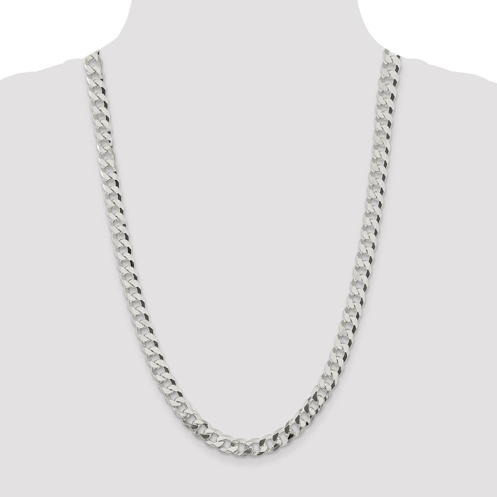 High-Quality 8.5mm Beveled Curb Chain in Sterling Silver | Stylish Value!