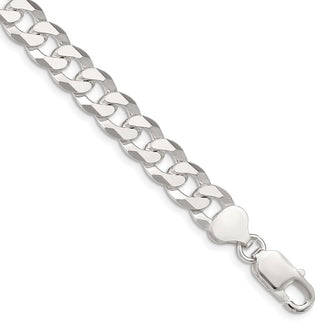 High-Quality 8.5mm Sterling Silver Beveled Curb Chain - Stylish Value!