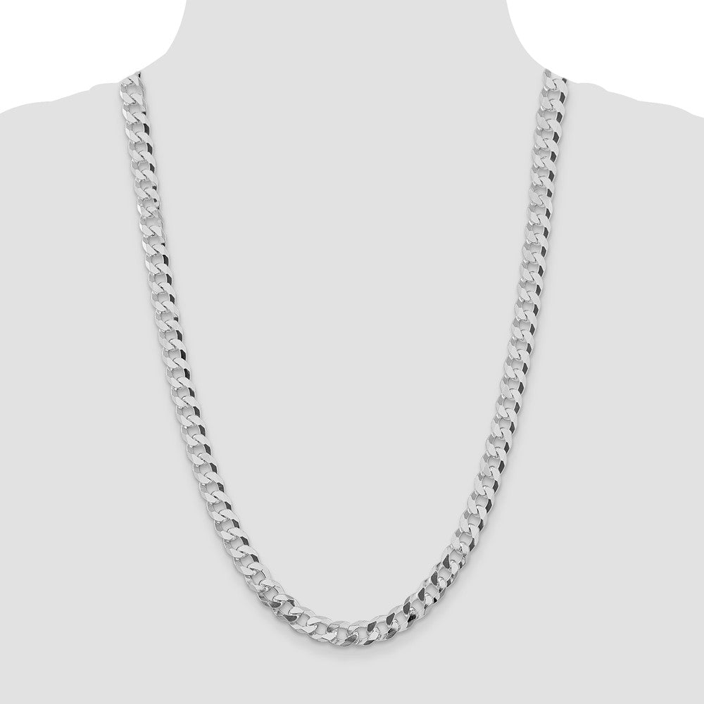 Buy Stylish Rhodium-Plated Sterling Silver 8.5mm Beveled Curb Chain - Luxury Value!