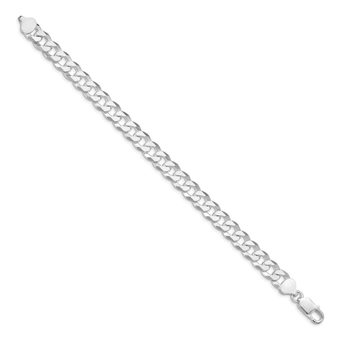 Buy Stylish Rhodium-Plated Sterling Silver Beveled Curb Chain 8.5mm - Luxury Value!-2