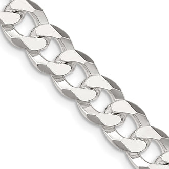 High-Quality 8.5mm Beveled Curb Chain in Sterling Silver | Stylish Value!