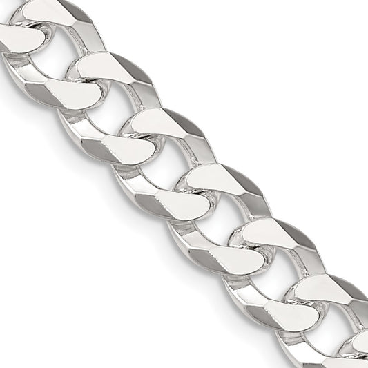 High-Quality 8.5mm Beveled Curb Chain in Sterling Silver - Stylish Value Piece