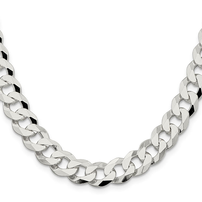 Buy 10.6mm Beveled Curb Chain in Sterling Silver - Stylish & Affordable Jewelry-2