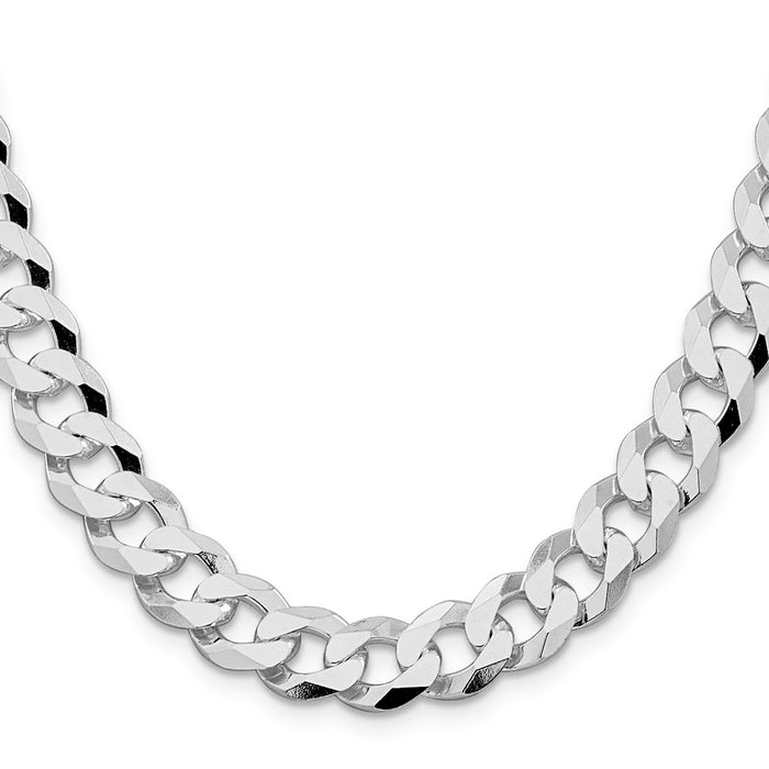 High-Quality Rhodium-Plated Sterling Silver 10.6mm Curb Chain - Stylish Value!-2
