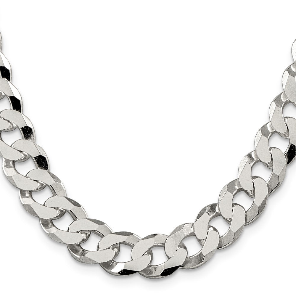 Buy Stylish 12.3mm Beveled Curb Chain in Sterling Silver - Affordable Luxury!