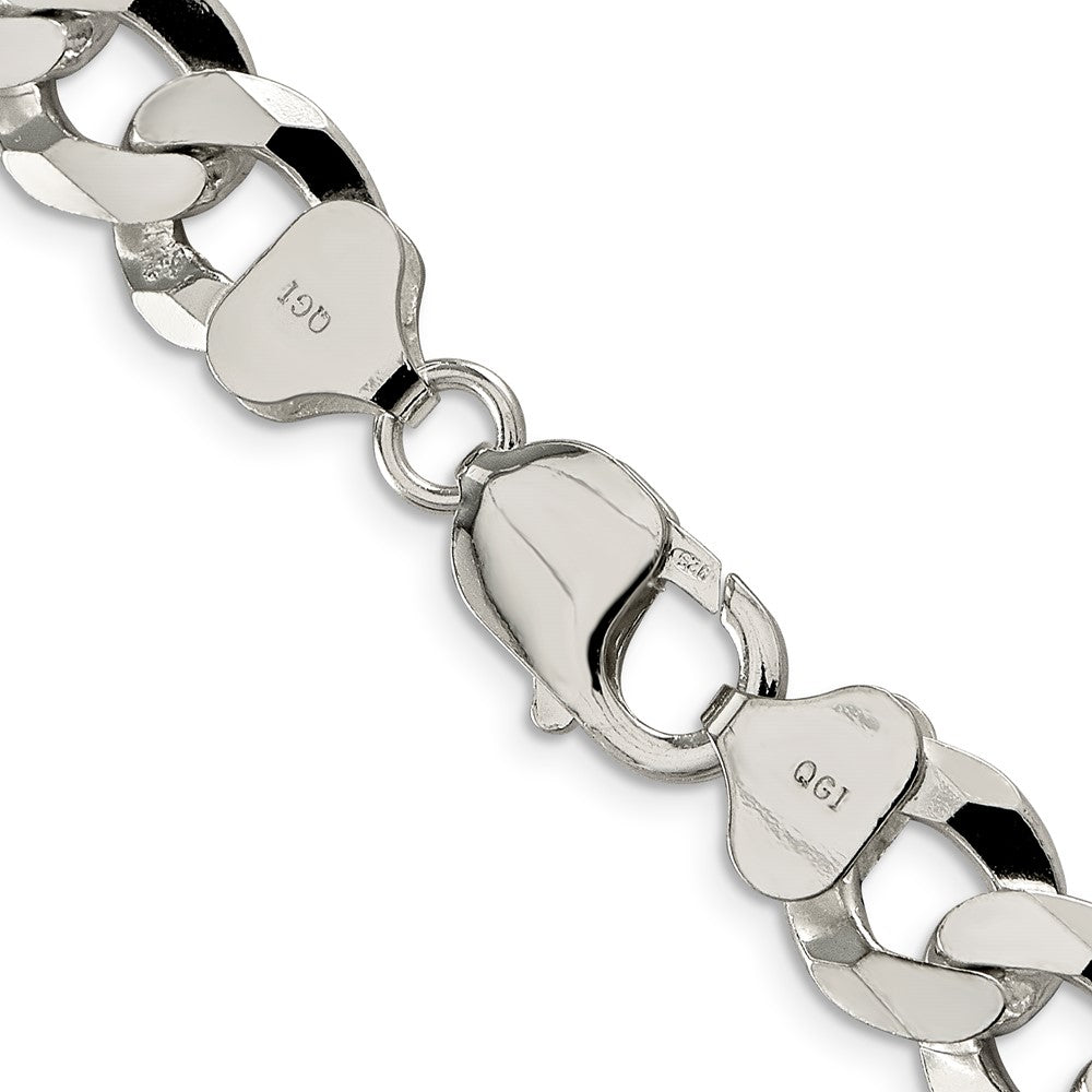 Buy Stylish 12.3mm Beveled Curb Chain in Sterling Silver - Affordable Luxury!