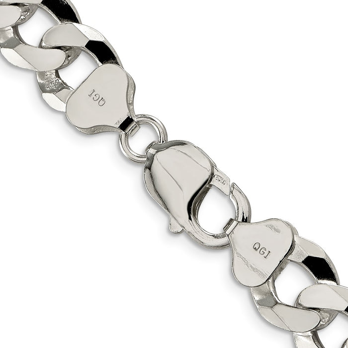 Buy Stylish 12.3mm Beveled Curb Chain in Sterling Silver - Affordable Luxury!-3