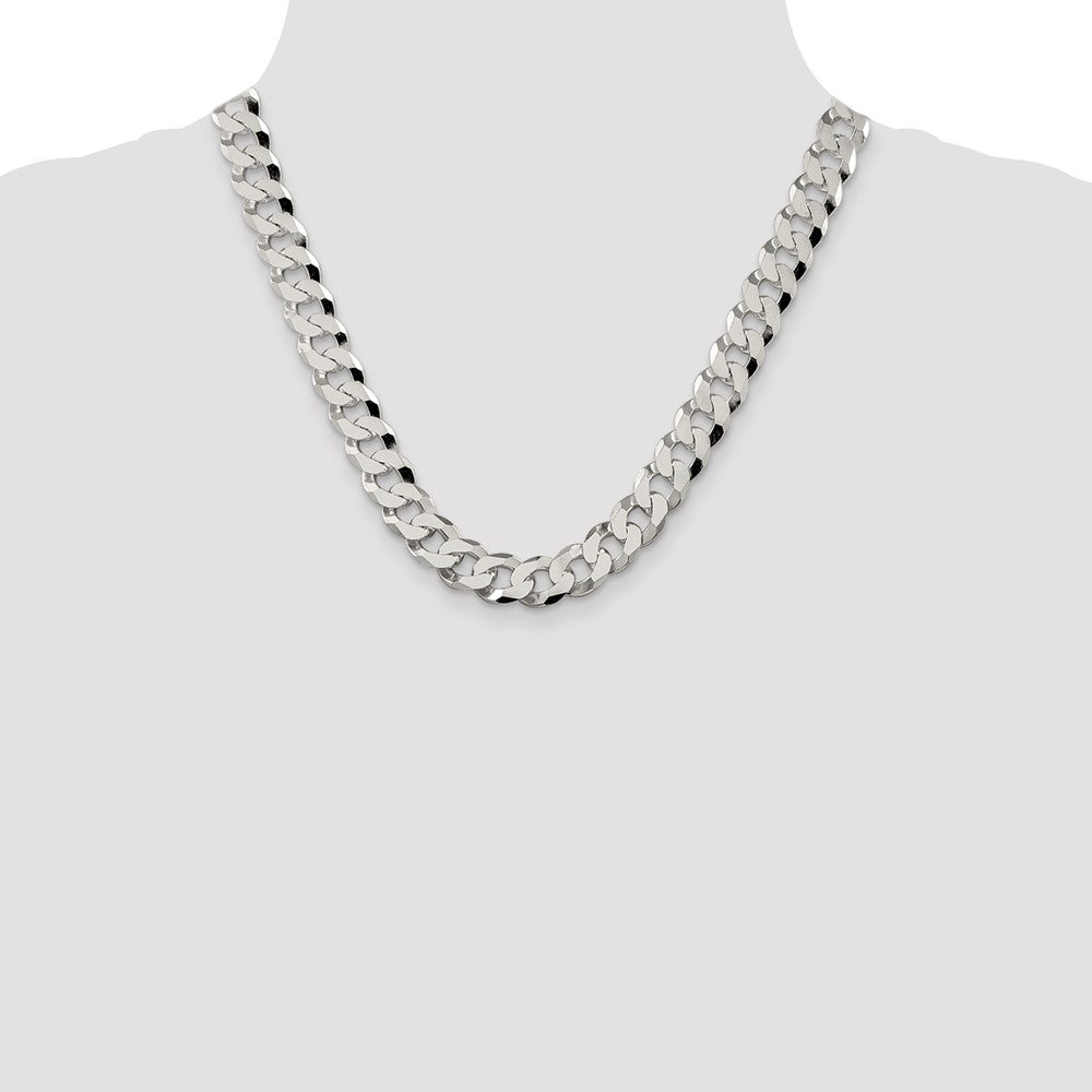Buy Stylish 12.3mm Beveled Curb Chain in Sterling Silver - Affordable Luxury!