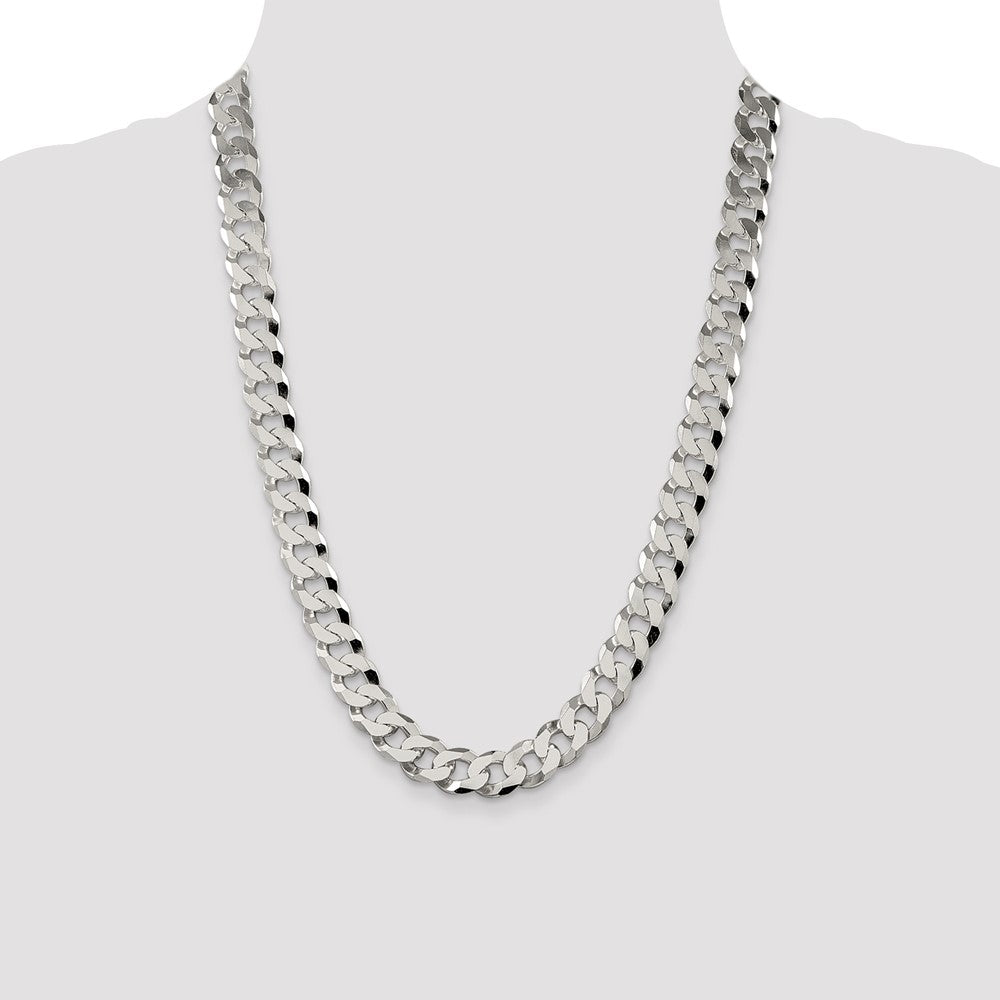 High-Quality 12.3mm Beveled Curb Chain in Sterling Silver | Stylish Value!