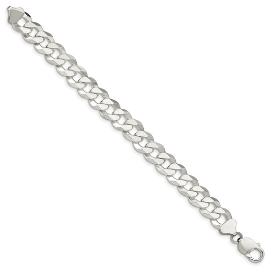 Buy Stylish 12.3mm Beveled Curb Chain in Sterling Silver - Luxury Value!