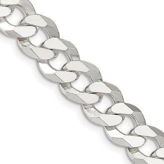 Buy Stylish 12.3mm Beveled Curb Chain in Sterling Silver - Affordable Luxury!