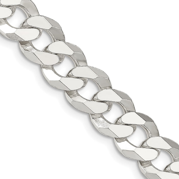 Buy Stylish 12.3mm Beveled Curb Chain in Sterling Silver - Affordable Luxury!-1