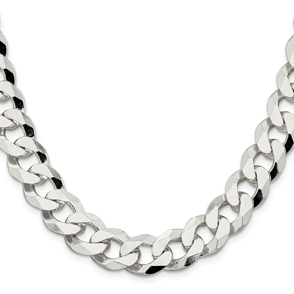 14mm Beveled Curb Chain in Sterling Silver - Style GR1-1031895
